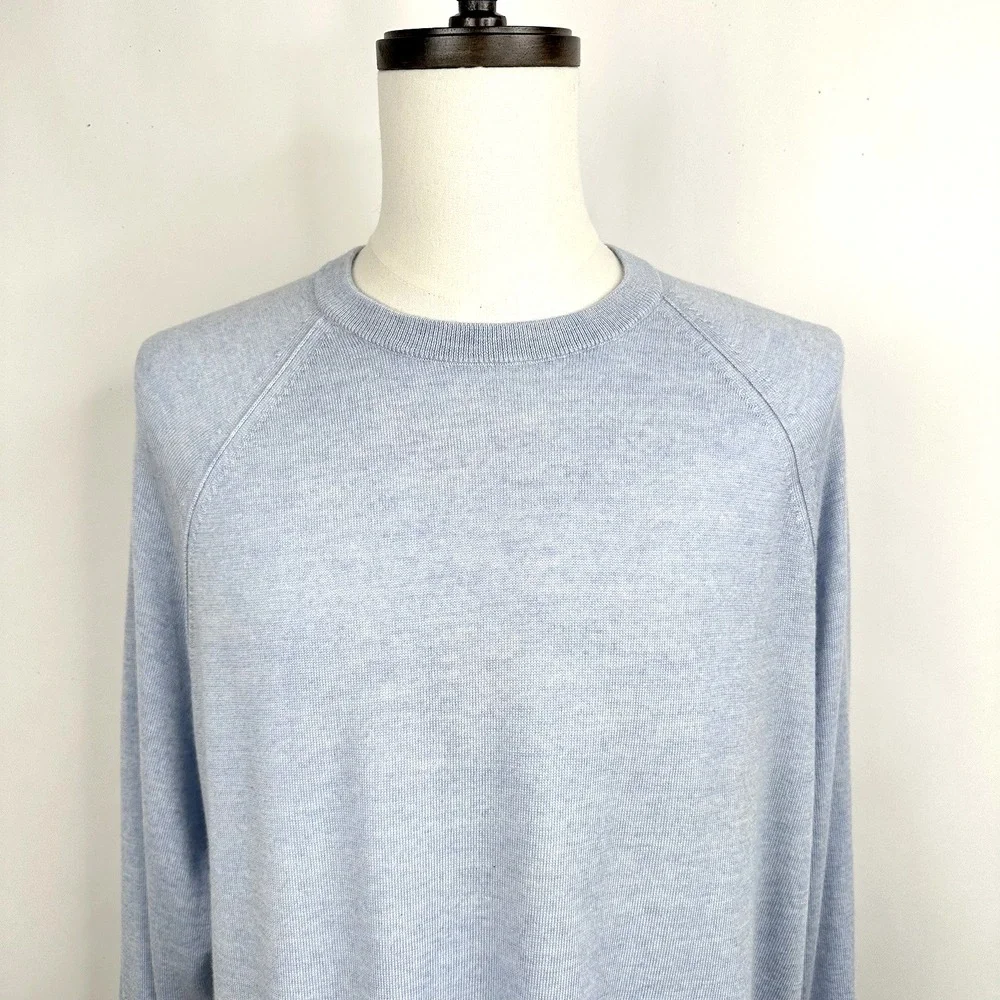 NWT Banana Republic Franco Italian Merino Crew Neck Sweater XL Urban Blue Heathr